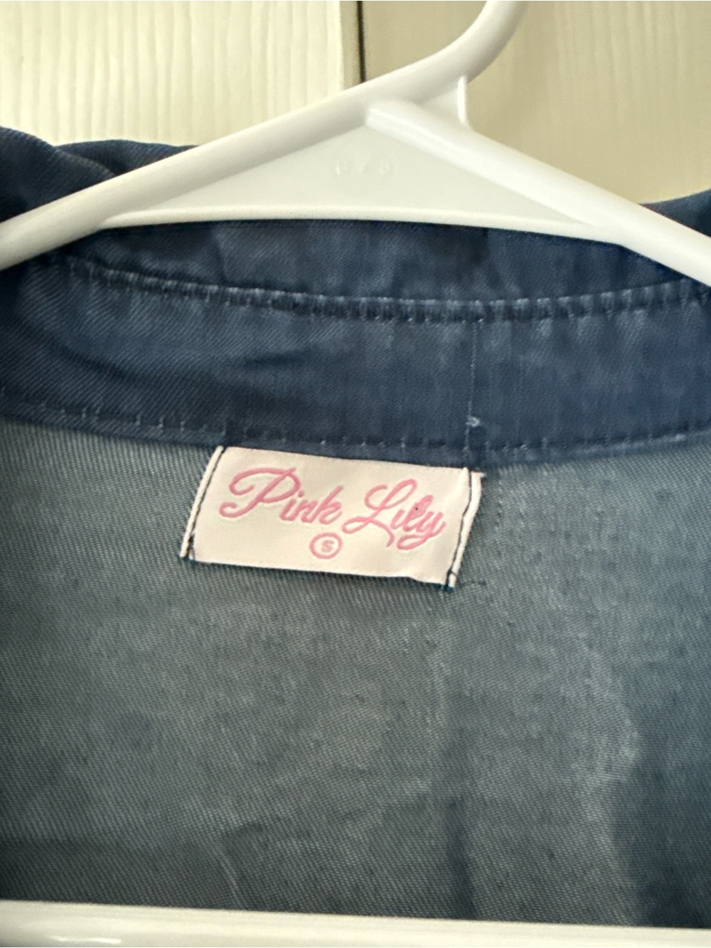 Pink Lily Denim Ruffle Button-Front Dress - Blue - Picture 3 of 5